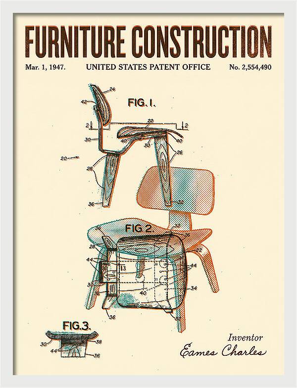 Furniture Construction Eames Chair Retro Patent Us2554490a