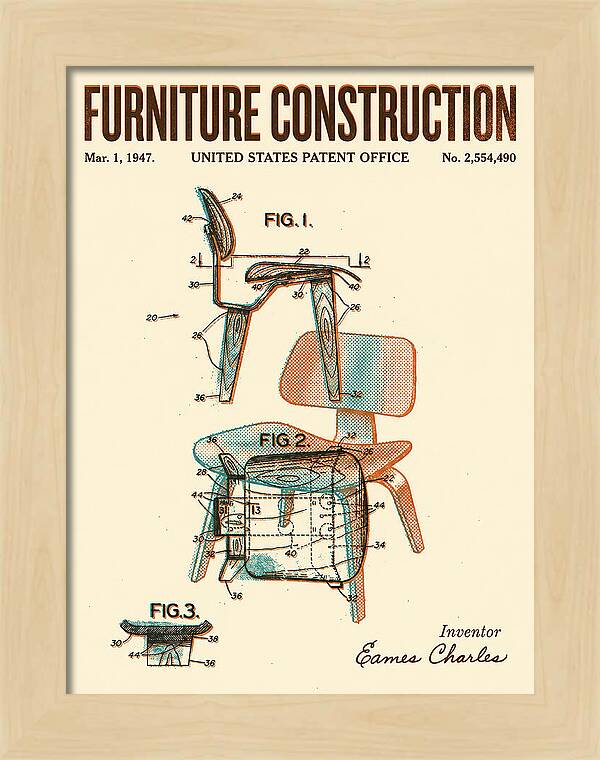 Furniture Construction Eames Chair Retro Patent Us2554490a