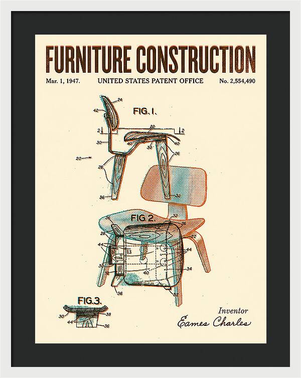 Furniture Construction Eames Chair Retro Patent Us2554490a