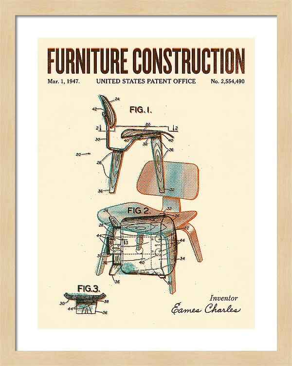 Furniture Construction Eames Chair Retro Patent Us2554490a