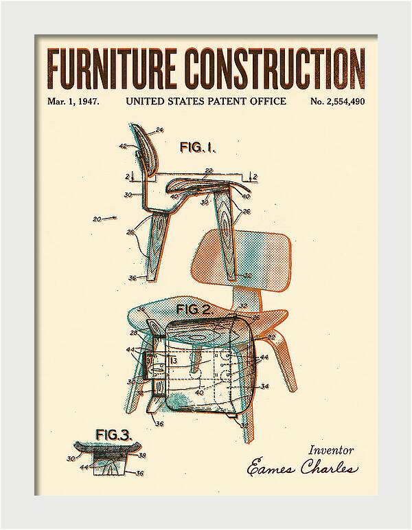 Furniture Construction Eames Chair Retro Patent Us2554490a
