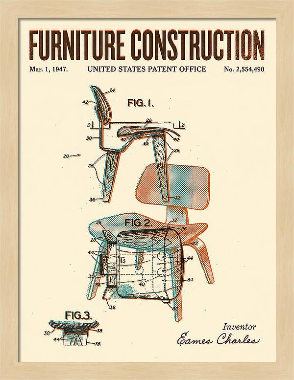 Furniture Construction Eames Chair Retro Patent Us2554490a