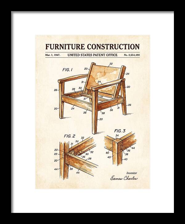 Furniture Construction Eames Chair Watercolor Patent Us2554490a