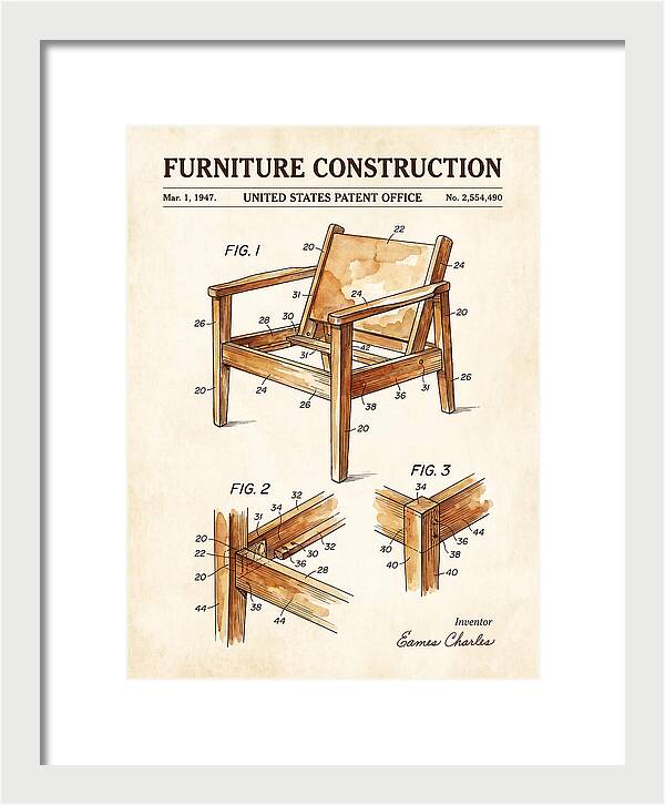 Furniture Construction Eames Chair Watercolor Patent Us2554490a