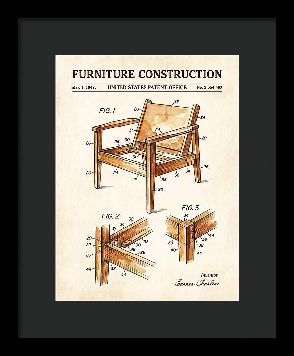 Furniture Construction Eames Chair Watercolor Patent Us2554490a
