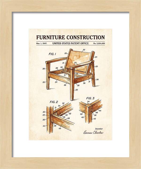 Furniture Construction Eames Chair Watercolor Patent Us2554490a