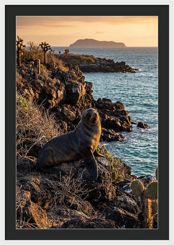 Galapagos Fur Seal At Sunset