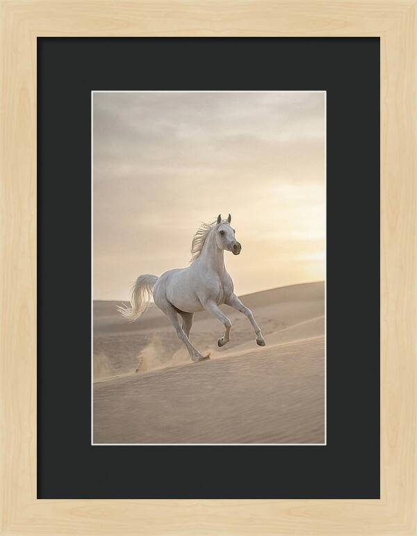 Galloping White Arabian Horse