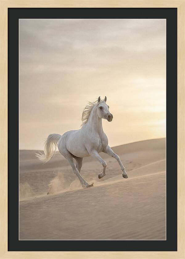 Galloping White Arabian Horse