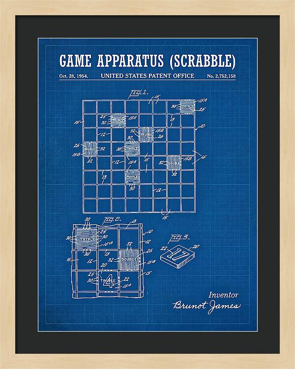 Game Apparatus Scrabble Blueprint Patent Us2752158a