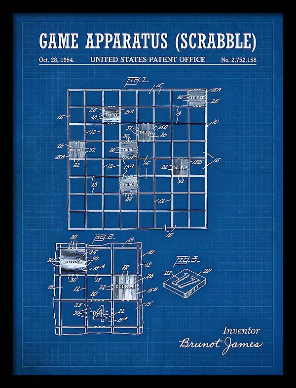 Game Apparatus Scrabble Blueprint Patent Us2752158a
