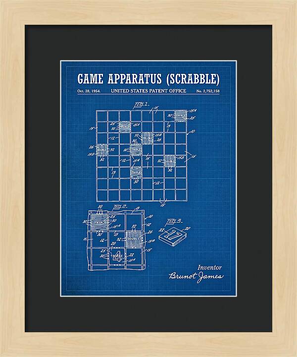 Game Apparatus Scrabble Blueprint Patent Us2752158a