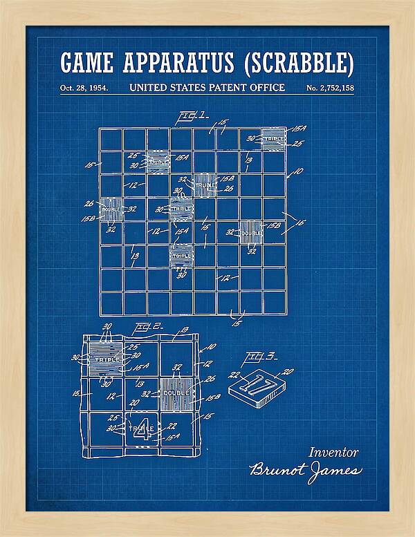 Game Apparatus Scrabble Blueprint Patent Us2752158a