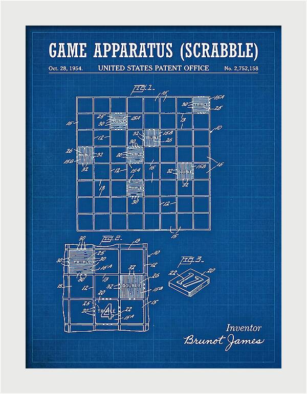 Game Apparatus Scrabble Blueprint Patent Us2752158a