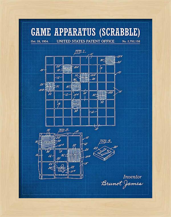 Game Apparatus Scrabble Blueprint Patent Us2752158a