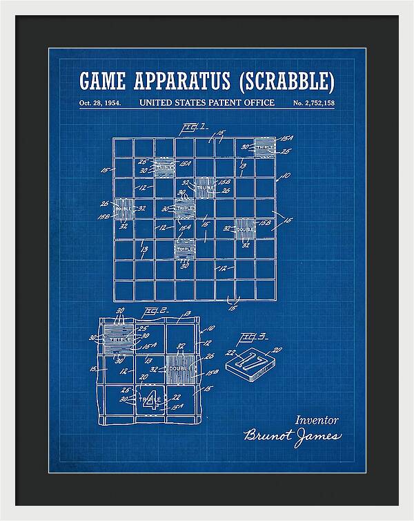 Game Apparatus Scrabble Blueprint Patent Us2752158a