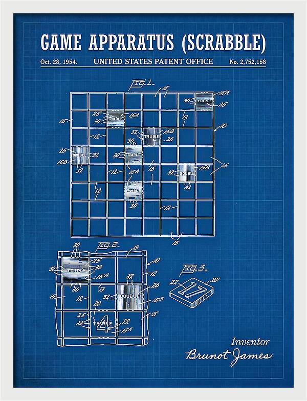 Game Apparatus Scrabble Blueprint Patent Us2752158a
