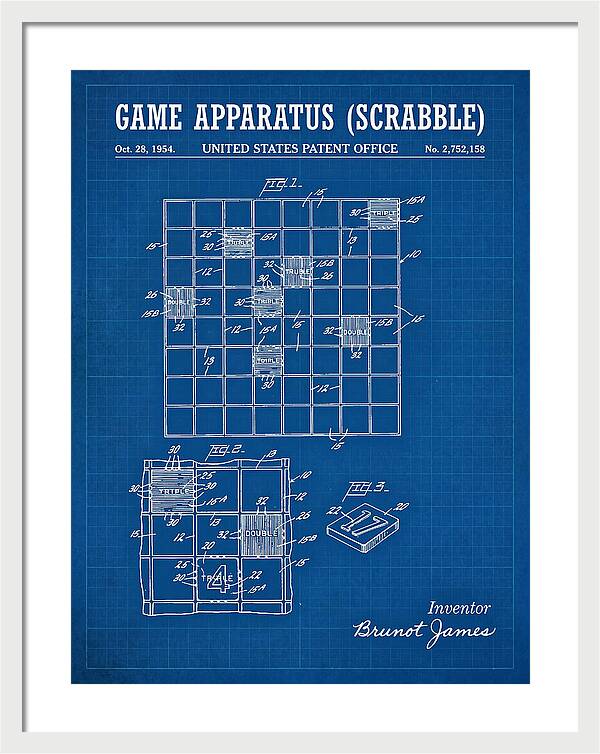 Game Apparatus Scrabble Blueprint Patent Us2752158a