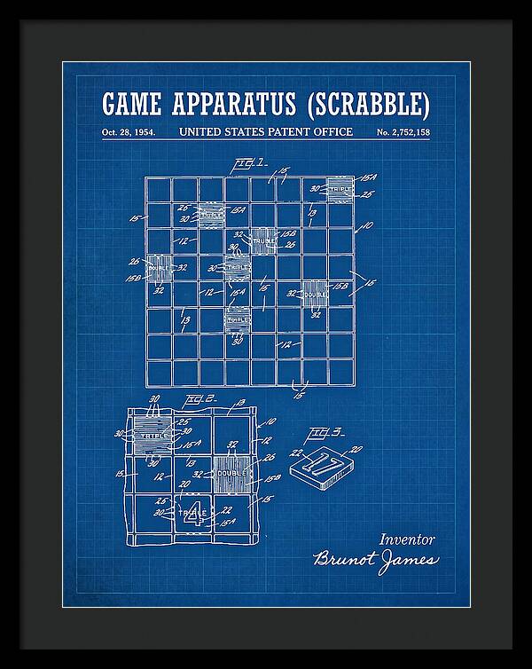 Game Apparatus Scrabble Blueprint Patent Us2752158a