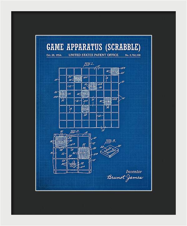 Game Apparatus Scrabble Blueprint Patent Us2752158a