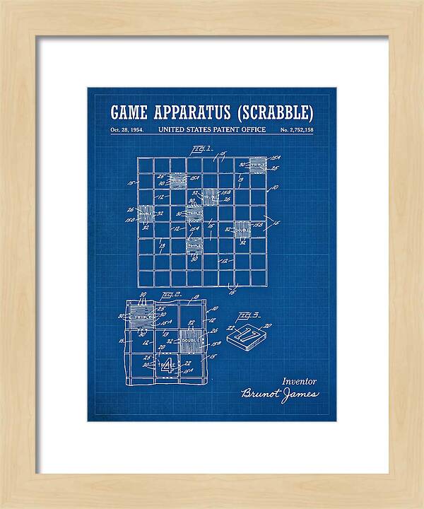 Game Apparatus Scrabble Blueprint Patent Us2752158a