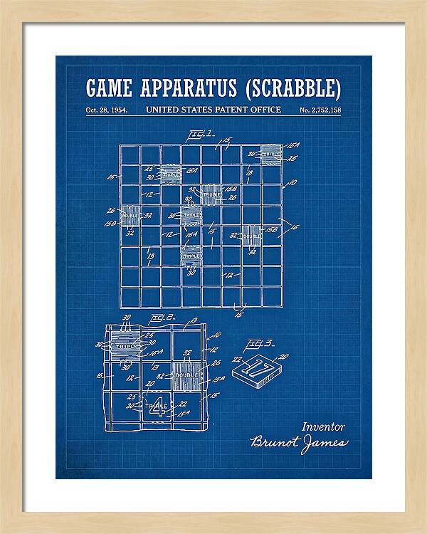 Game Apparatus Scrabble Blueprint Patent Us2752158a