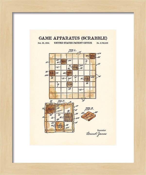Game Apparatus Scrabble Watercolor Patent Us2752158a