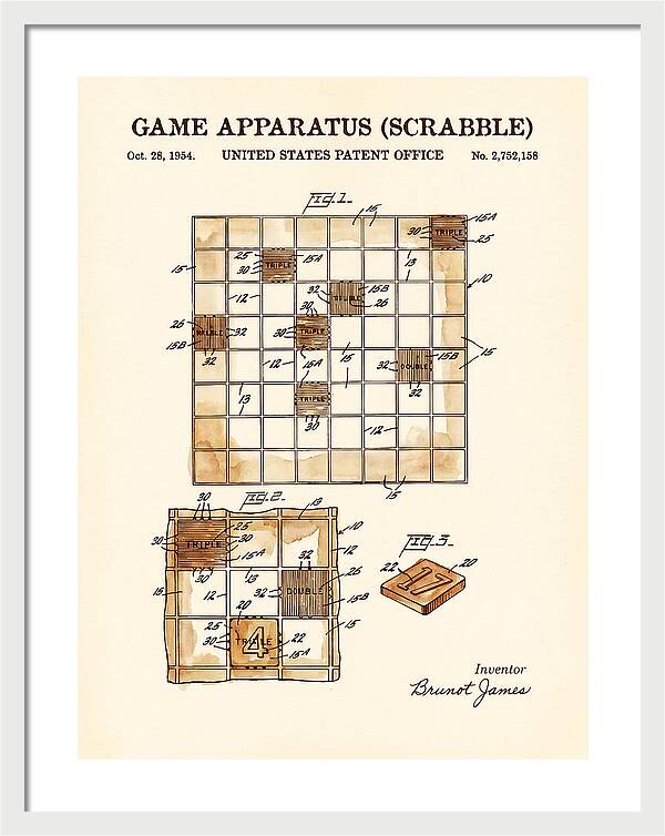 Game Apparatus Scrabble Watercolor Patent Us2752158a
