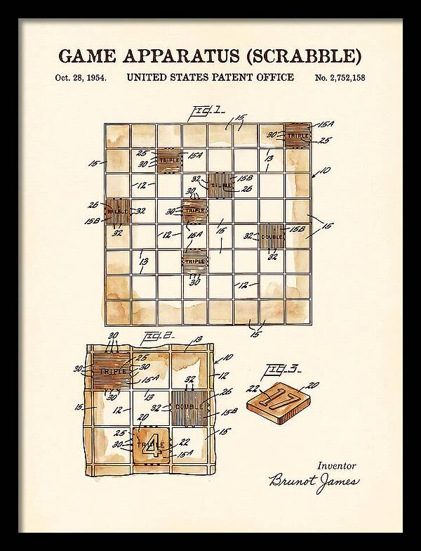 Game Apparatus Scrabble Watercolor Patent Us2752158a