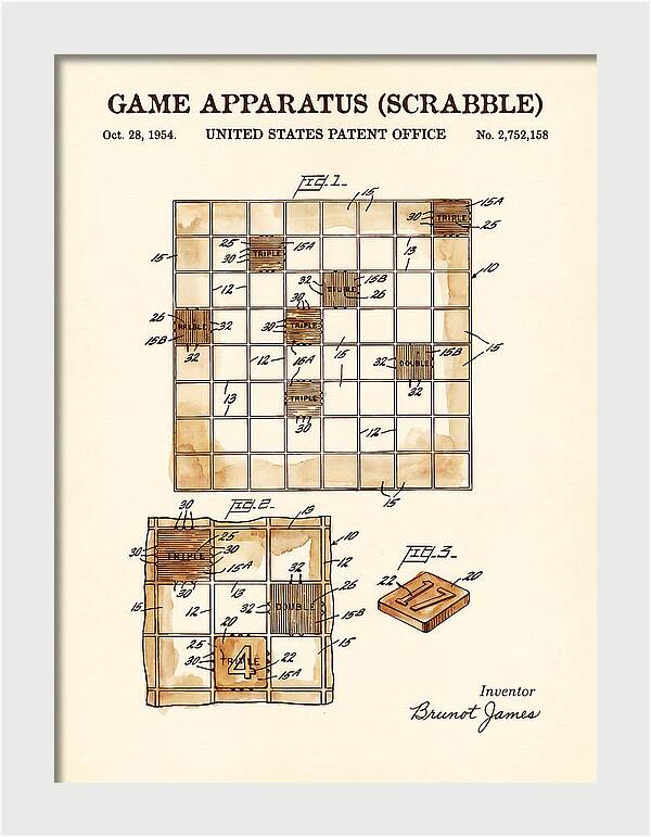 Game Apparatus Scrabble Watercolor Patent Us2752158a