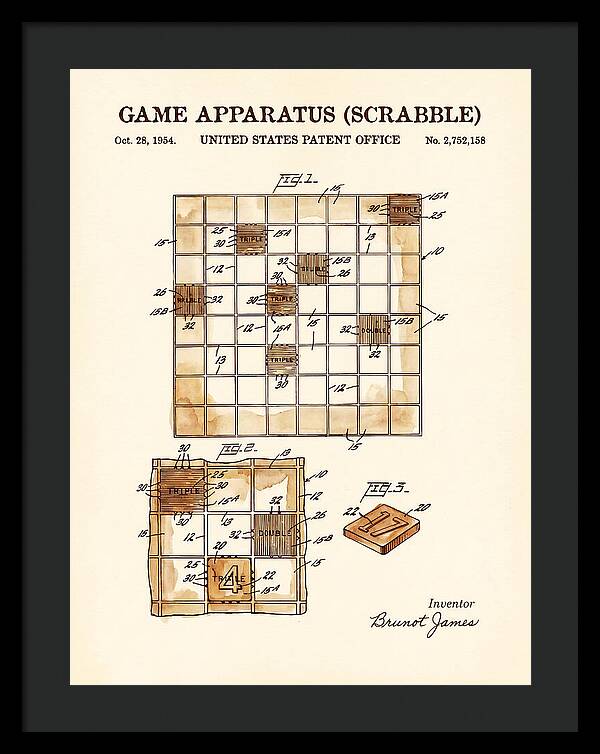 Game Apparatus Scrabble Watercolor Patent Us2752158a