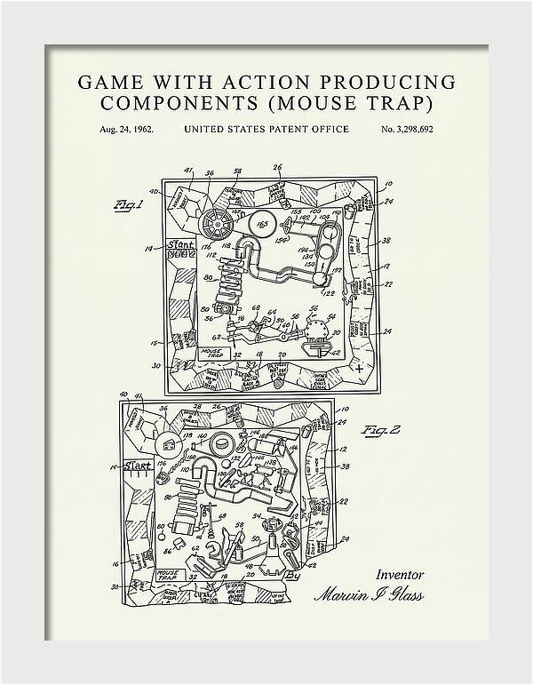 Game With Action Producing Components Mouse Trap Minimalist Patent Us3298692a