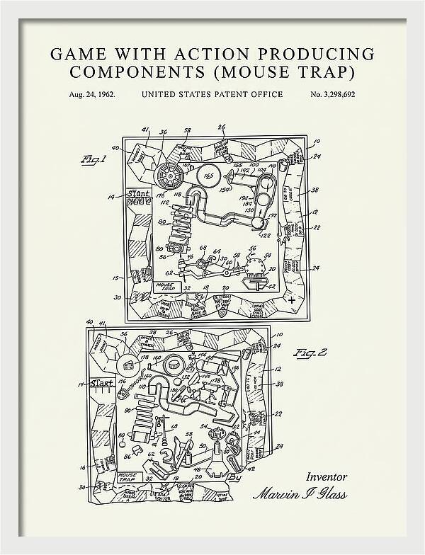 Game With Action Producing Components Mouse Trap Minimalist Patent Us3298692a