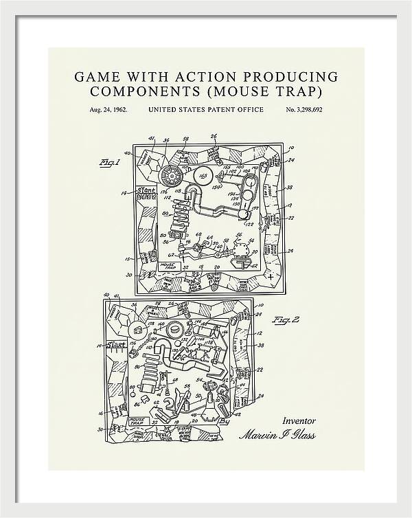 Game With Action Producing Components Mouse Trap Minimalist Patent Us3298692a