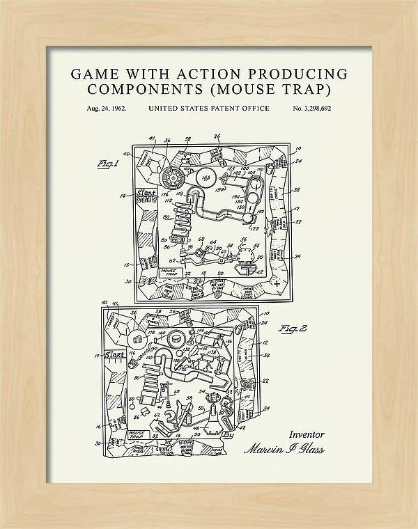 Game With Action Producing Components Mouse Trap Minimalist Patent Us3298692a