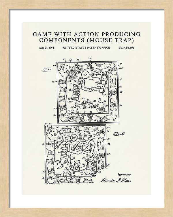 Game With Action Producing Components Mouse Trap Minimalist Patent Us3298692a