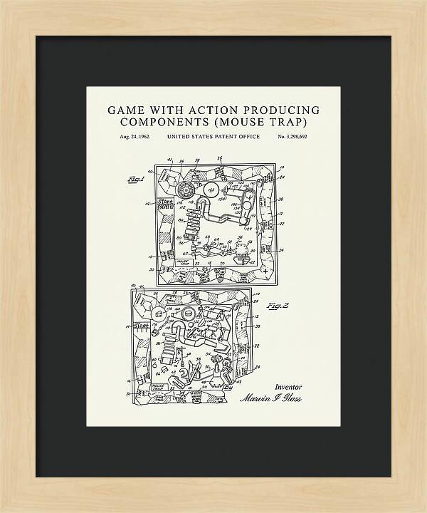 Game With Action Producing Components Mouse Trap Minimalist Patent Us3298692a