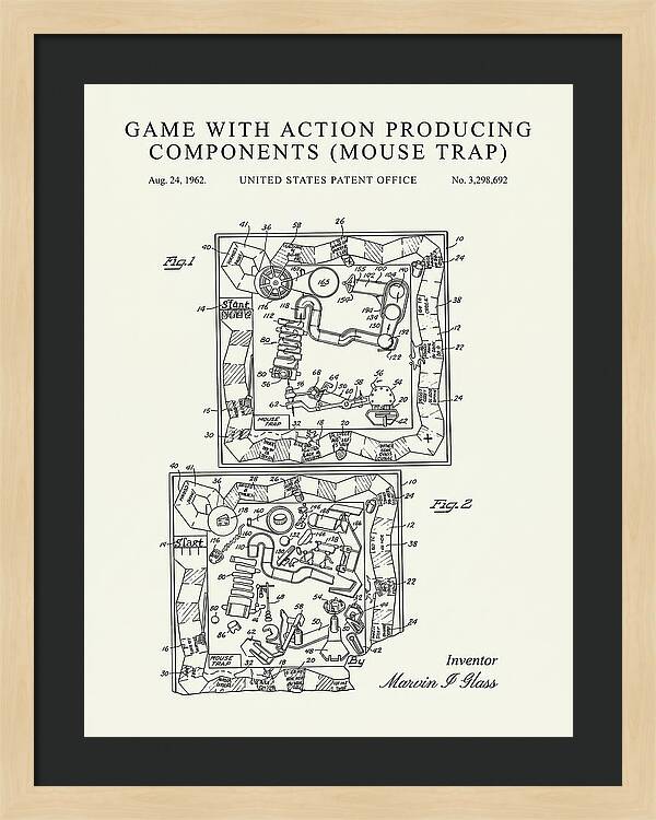 Game With Action Producing Components Mouse Trap Minimalist Patent Us3298692a
