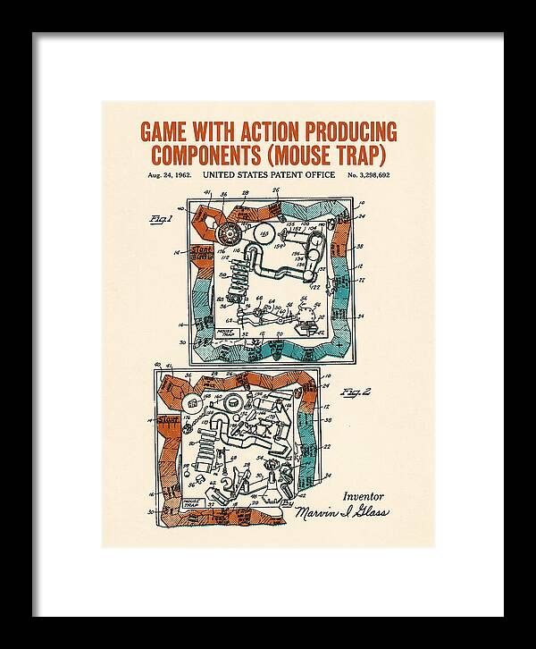 Game With Action Producing Components Mouse Trap Retro Patent Us3298692a