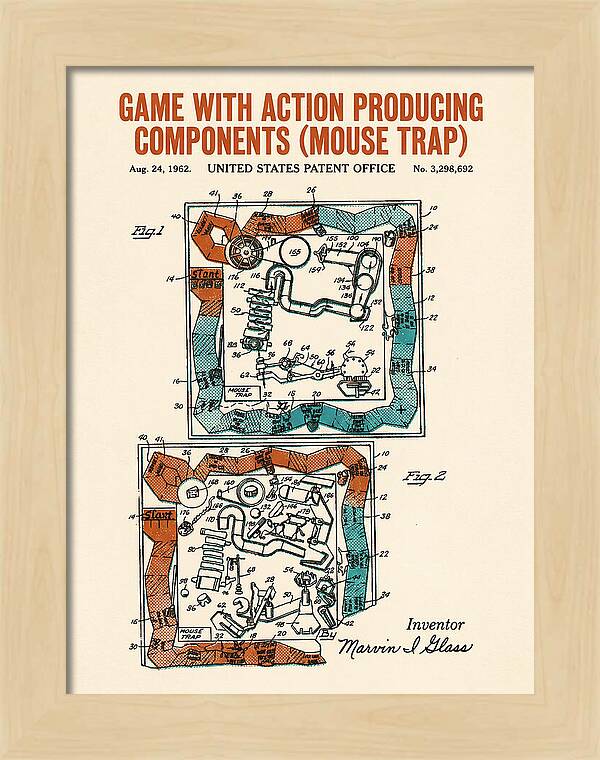Game With Action Producing Components Mouse Trap Retro Patent Us3298692a