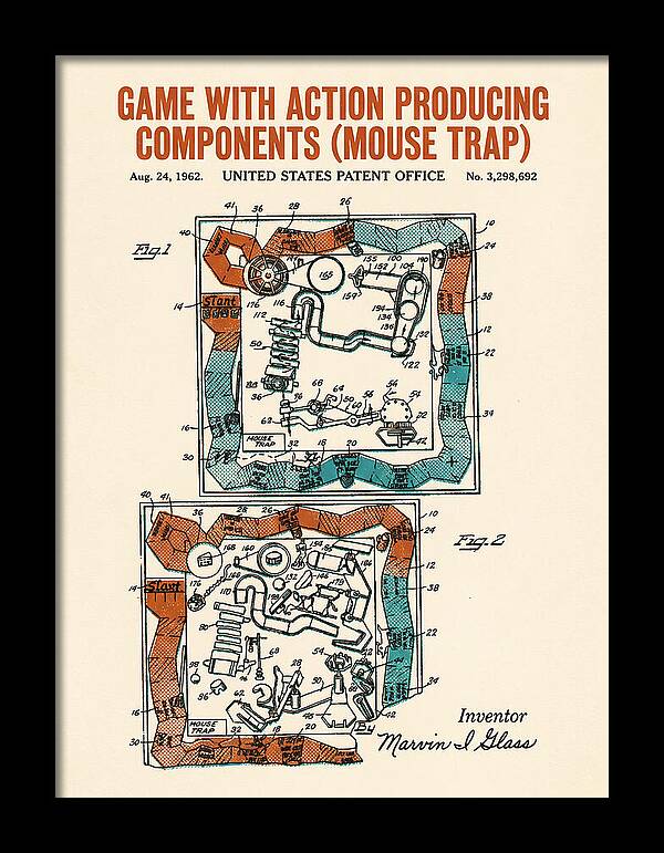 Game With Action Producing Components Mouse Trap Retro Patent Us3298692a