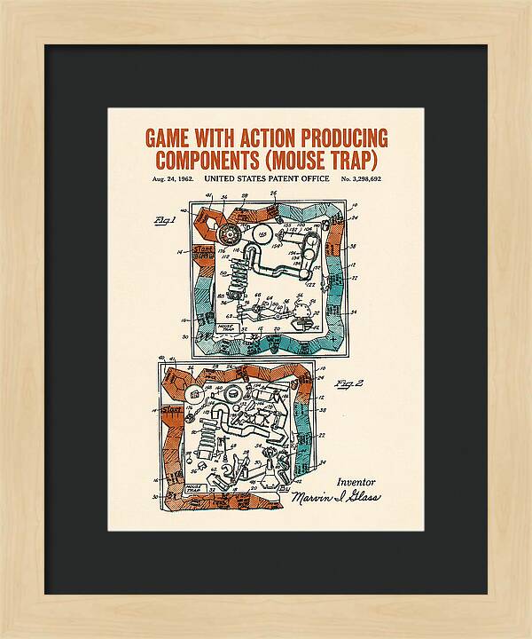 Game With Action Producing Components Mouse Trap Retro Patent Us3298692a