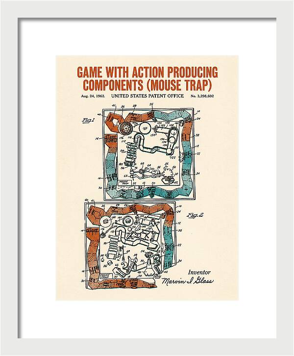 Game With Action Producing Components Mouse Trap Retro Patent Us3298692a