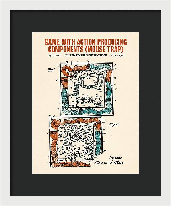 Game With Action Producing Components Mouse Trap Retro Patent Us3298692a