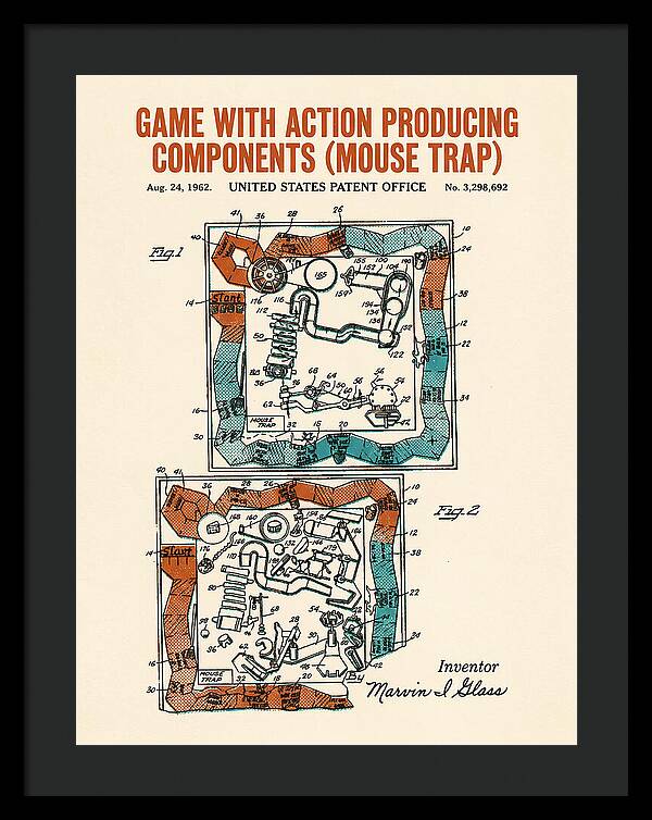 Game With Action Producing Components Mouse Trap Retro Patent Us3298692a