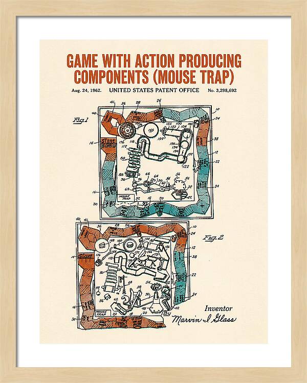 Game With Action Producing Components Mouse Trap Retro Patent Us3298692a