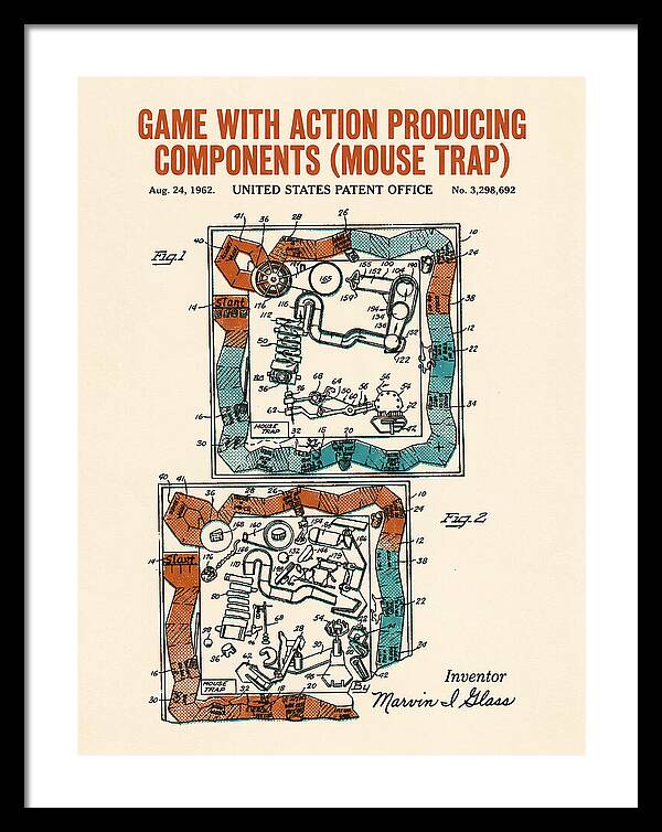 Game With Action Producing Components Mouse Trap Retro Patent Us3298692a