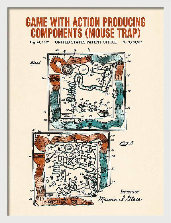Game With Action Producing Components Mouse Trap Retro Patent Us3298692a