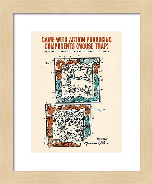 Game With Action Producing Components Mouse Trap Retro Patent Us3298692a