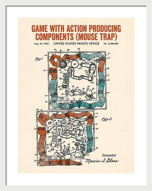Game With Action Producing Components Mouse Trap Retro Patent Us3298692a